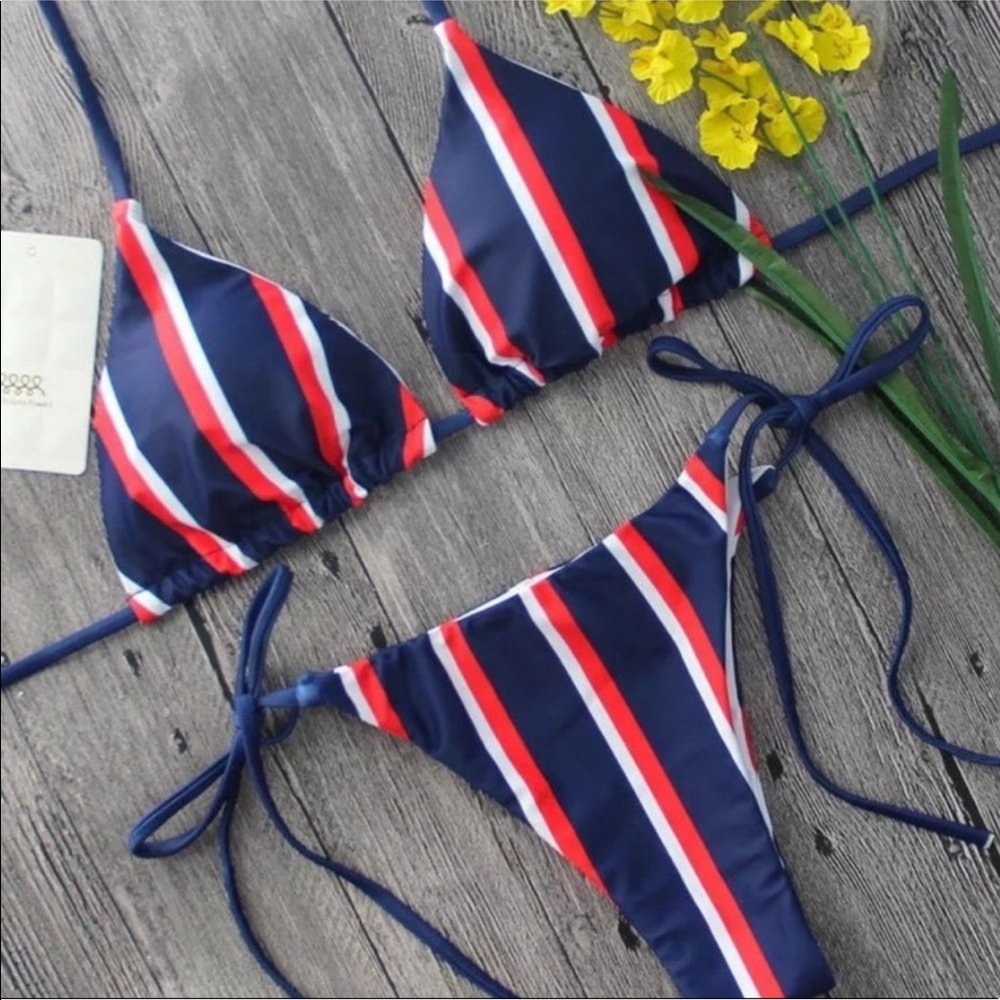 Red White Blue Patriotic Sexy Bikini Padded Top 10 STAR QUALITY 2 PIECE SET